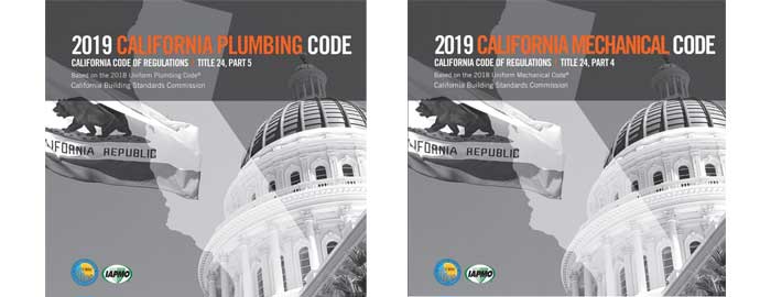 2019 California Plumbing Code, California Mechanical Code Now Available